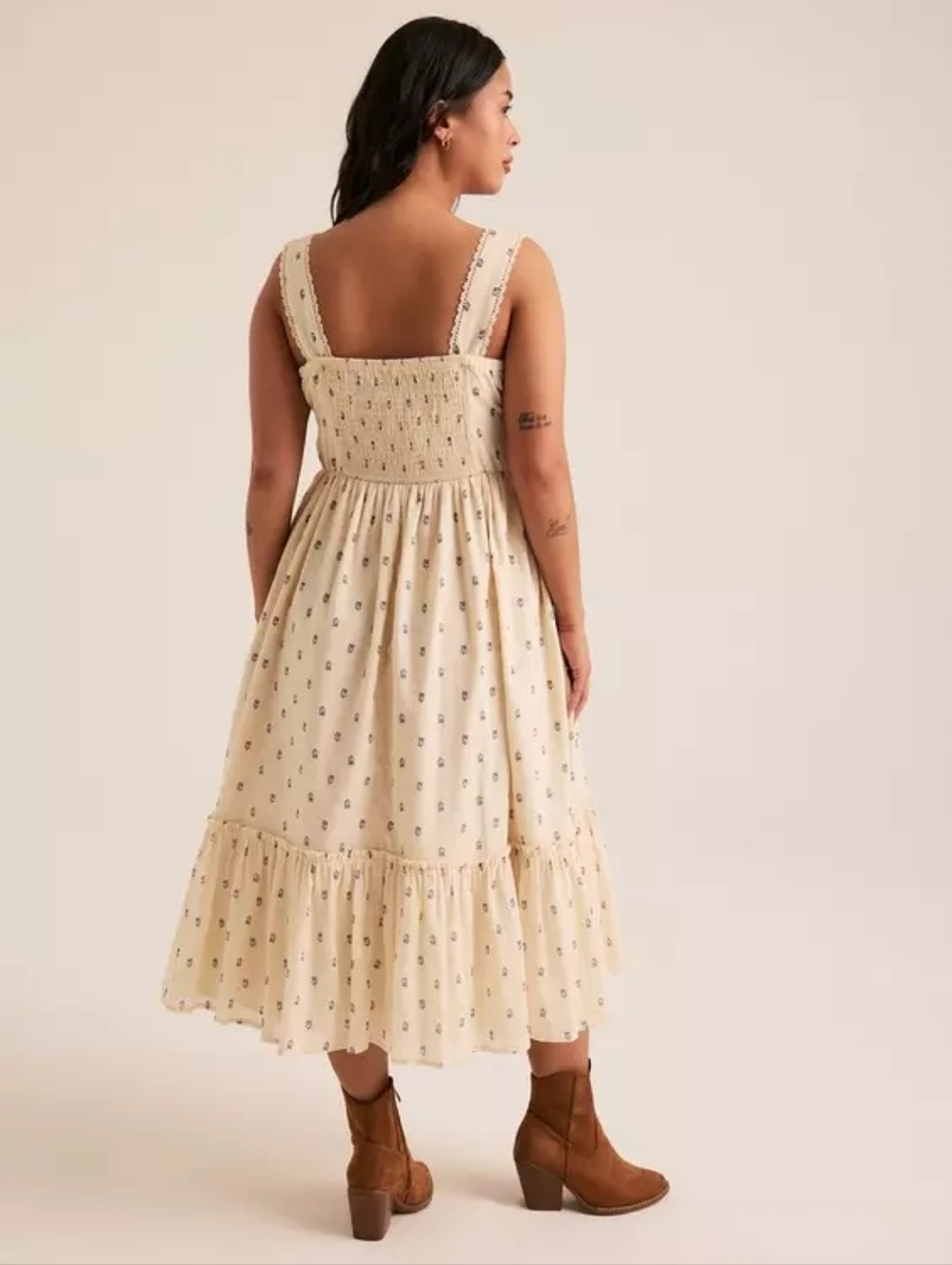 Torrid Festi Ivory Tie-Front Tiered Sleeveless Boho Dress Plus Size 1X Nwt - Picture 3 of 6